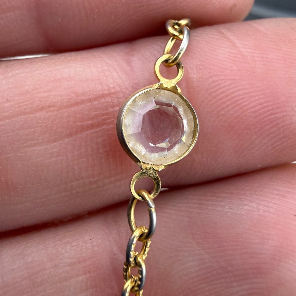 Vintage Intaglio Camo Clear Faceted Glass Gold Tone READ 16" - Picture 6 of 8
